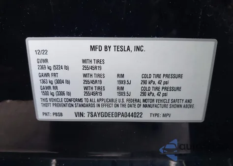 2023 Tesla Model Y Awd/Long Range Dual Motor All-Wheel Drive from USA, damaged, VIN 7SAYGDEE0PA044022